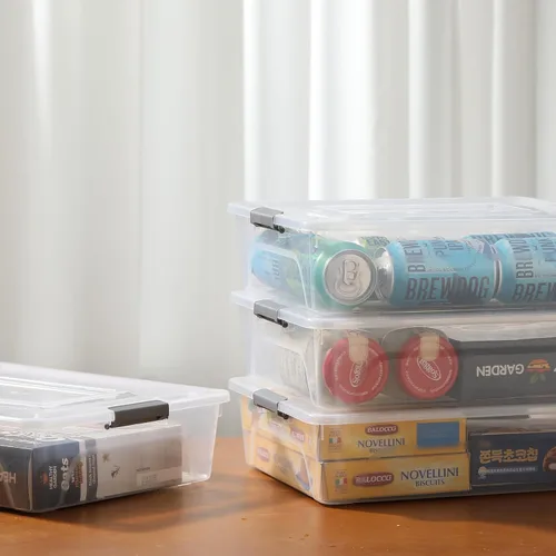 Miniatura 7 de novelinks Contenedores de almacenamiento apilables transparentes con tapa, cajas de almacenamiento de plástico duradero para oficina en casa