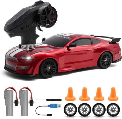 Miniatura 15 de Coche de Deriva RC, Vehículo de Control Remoto a Escala 1:24 para Niños, 2.4GHz 20KM/H 4WD Autos RC de Alta Velocidad con Luz LED, Dos