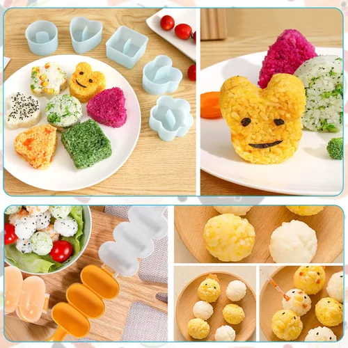 Miniatura 6 de Onigiri - Kit de moldes para hacer sushi musubi con paleta de arroz, cepillo para cocina, sin BPA, duradero, polipropileno, pequeño, redondo