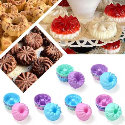 Miniatura 4 de To Encounter Paquete de 24 moldes de silicona – Molde de silicona antiadherente de 3 pulgadas para donas, tazas para hornear, molde para donas