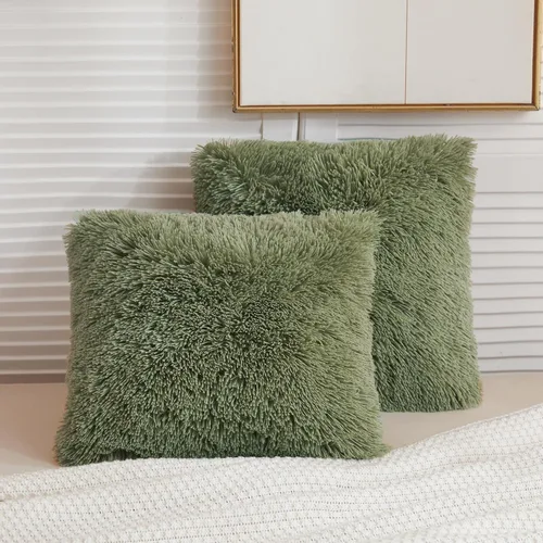 Miniatura 35 de LIFEREVO Paquete de 2 fundas de almohada de piel sintética esponjosa, fundas de almohada cuadradas de 18 x 18 pulgadas, fundas de almohada Blanco