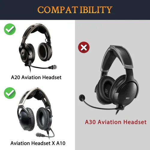 Miniatura 2 de SOULWIT Almohadillas de refrigeración para auriculares Bose Aviation X A10/A20, cojines con espuma de aislamiento de ruido de alta densidad - Negro