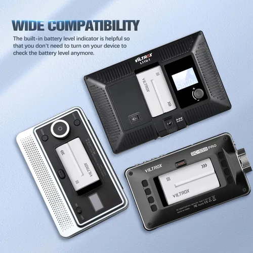 Miniatura 6 de VILTROX Batería de iones de litio NP-F550, 1 paquete (2200 mAh), repuesto para Sony NP-F550 F570 F750 F770 F950 F960 F970, compatible con luz LED