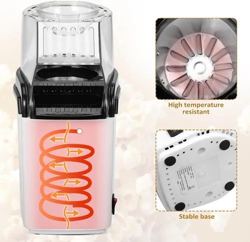 Miniatura 8 de BESPORTBLE Máquina eléctrica de palomitas de maíz de aire caliente para fiesta en casa, máquina de palomitas de maíz saludable con taza medidora