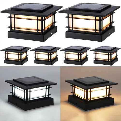 Miniatura 12 de Dynaming Luces solares de 4 x 4 para exteriores con 2 modos de color, luces solares para poste de valla, carcasa negra para postes de vinilo/madera
