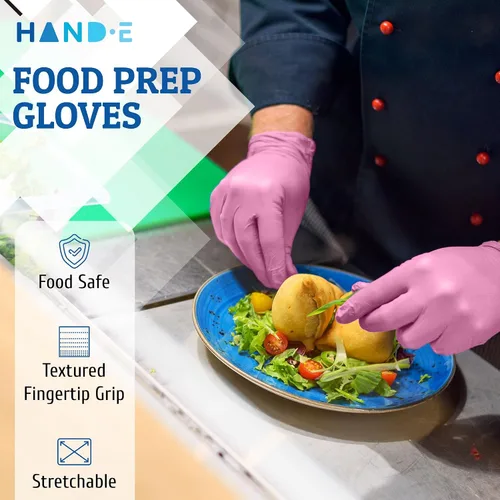 Miniatura 2 de Hand-E Touch - Guantes desechables de nitrilo rosa, para esteticista, técnico de uñas, tinte y estilista de cabello, guantes de limpieza