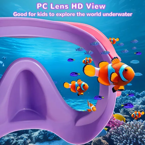 Miniatura 6 de Keary Kids Swim Goggles with Nose Cover for 5-16 Anti Fog Swimming Mask for Toddler Boys Girls Youth Rosa y morado (lente espejado)
