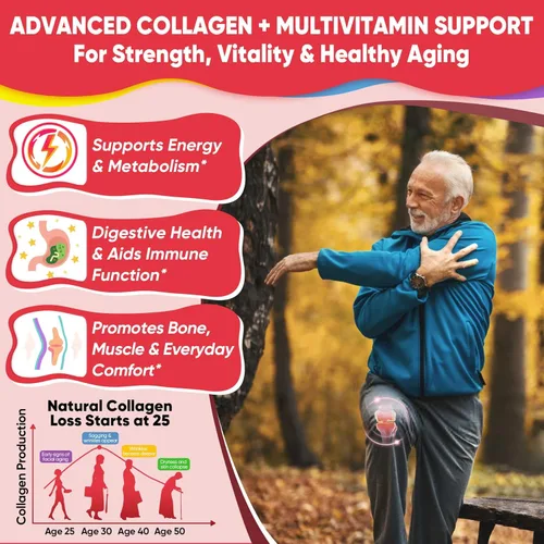Miniatura 5 de Gomitas de péptido de colágeno para mujeres y hombres, sin azúcar, multicolágeno hidrolizado con 1500 mg de proteína tipo I, II, III, V, X, 5000 mcg