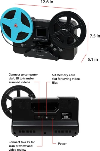 Miniatura 8 de Magnasonic Escáner de película súper todo en uno de 8/0.315 in, convierte la película en video digital, escanea carretes de película Super 8/0.315