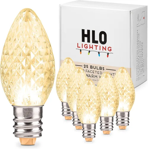 Miniatura 8 de Repuesto de focos de luz navideñas Holiday Lighting Outlet de ledes C7, grado comercial, 3 diodos (ledes) en cada foco, se adapta a los conectores