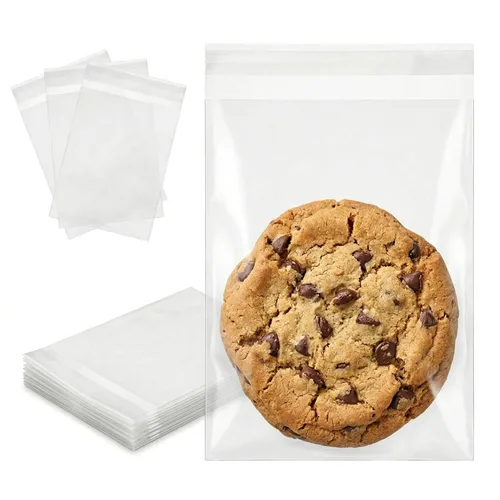 200 bolsas de celofán transparentes con autocierre adhesivo de 0.001 pulgadas, de plástico OPP para galletas horneadas y útiles para fiestas como
