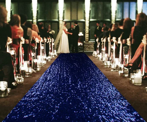 Miniatura 37 de ShiDianYi Camino de pasillo azul para boda, 15 x 2 pies, moderno, tela de malla con lentejuelas y purpurina azul bebé con lentejuelas