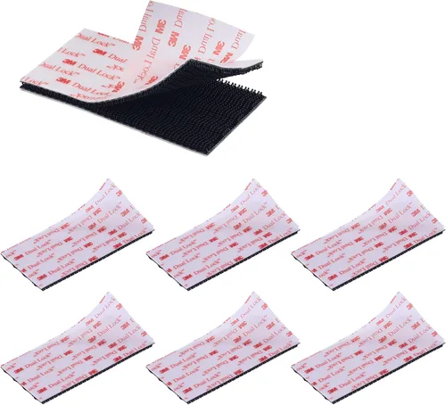 Miniatura 12 de 3M SJ3550 1 x 2 pulgadas, 10 unidades de cierre resellable negro resistente cinta entrelazada en forma de hongo cinta de montaje de gancho adhesivo