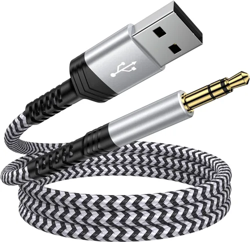 Miniatura 8 de Cable USB a 3.5mm Audio Aux, 0.9m Adaptador USB Macho a AUX Macho TRS Cable de Audio Trenzado Estéreo para Auriculares, Altavoces, PC, Laptop, Negro