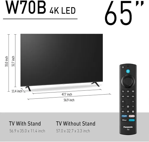 Miniatura 5 de Panasonic TV-65W70BP Serie W70 TV de 65 pulgadas LED 4K Ultra HD Smart Fire TV Bundle con altavoz de cuello WN10, protección CPS mejorada de 4 años