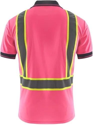 Miniatura 3 de SMASYS Polo de seguridad - Construcción reflectante Hi-viz ropa de trabajo camisetas con bolsillos para mujeres y hombres Rosado