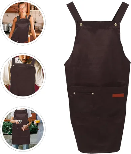 Miniatura 9 de Uonlytech Waterproof Commercial Bib Apron with Pockets Adjustable Unisex Work Apron for Kitchen Cooking Serving Coffee Shop Staff