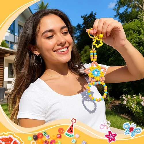 Miniatura 9 de Simetufy 3600 cuentas de poni a granel, 24 colores surtidos, cuentas de plástico arcoíris para trenzar el cabello, pulseras de amistad, 3600 Clásico