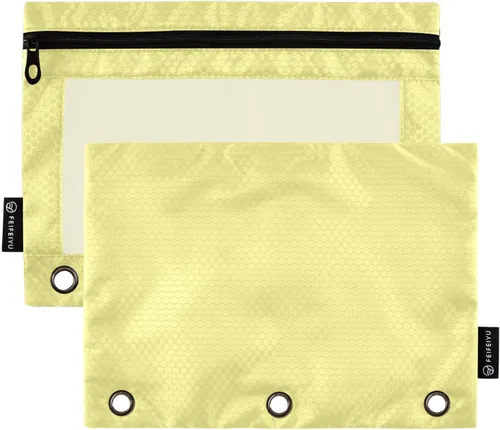 Miniatura 20 de Gredecor Estuche para lápices con 3 anillos con cremallera negra, paquete de 2 unidades, organizador de carpetas transparentes para ventana escolar