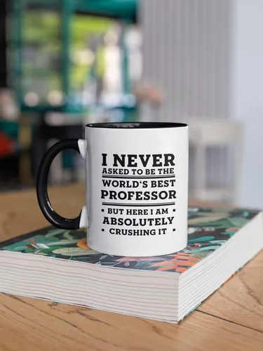 Miniatura 3 de Professor - Taza de café azul marino de dos tonos, 11 onzas, ideas de regalos para cumpleaños o Navidad. Nunca pedí ser el mejor profesor del mundo