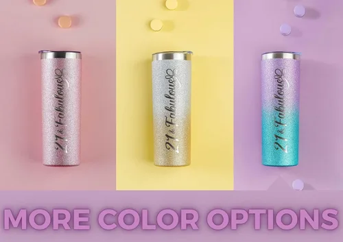Miniatura 3 de Onebttl Regalos de cumpleaños número 21 para mujeres, niñas, ella, 21 y fabuloso, vaso aislado de acero inoxidable con purpurina de 20 onzas / 20.0