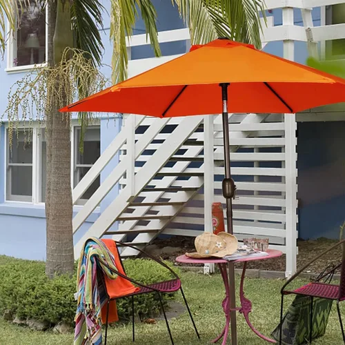 Miniatura 6 de Blissun - Sombrilla de patio de 7.5 pies, sombrilla de jardín, sombrilla de mercado al aire libre con botón de inclinación y manivela, color naranja