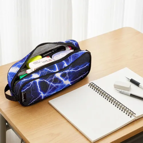 Miniatura 4 de Choco Mocha Estuche para lápices para niños, Bolsa de lápices con cremallera suave para niños, Estuche para lápices para niños para la escuela, Azul
