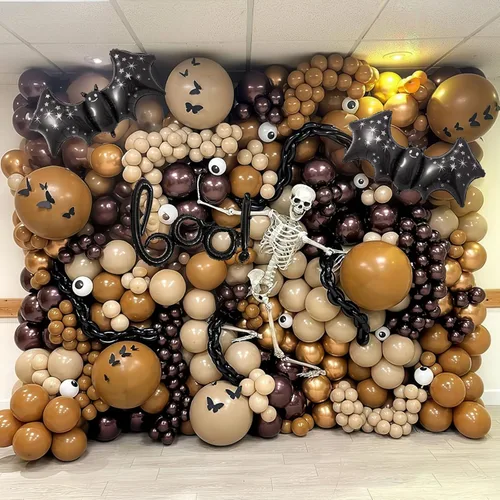 Miniatura 19 de Kit de Guirnalda de Arco de Globos de Halloween, 126 Piezas, Globos Negros y Naranjas con Globos de Calabaza BOO, Murciélagos de Aluminio, Globos