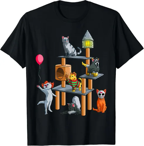Miniatura 2 de Divertida camiseta de películas de terror de gatos para amantes de los gatos, Negro