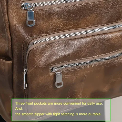 Miniatura 8 de Mochila para mujer, bolso de viaje de moda multiusos de cuero de la PU retro, Mochilas Daypack, M, Marrón