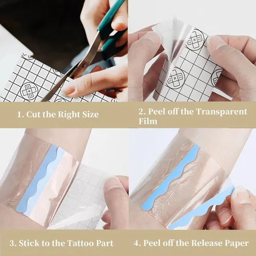 Miniatura 5 de Vendaje de cuidado posterior del tatuaje, 6 pulgadas x 12 yardas de curación de parche de tatuaje, película protectora transparente de segunda piel