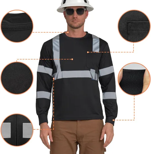 Miniatura 2 de AYKRM Camiseta de seguridad reflectante de alta visibilidad de manga larga de alta visibilidad (XS-6XL)