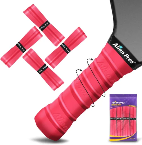 Miniatura 8 de ALIEN PROS Pickleball Overgrip (paquete de 4) con crestas para un mejor control de agarre, cinta de agarre de pickleball precortada y seca al tacto