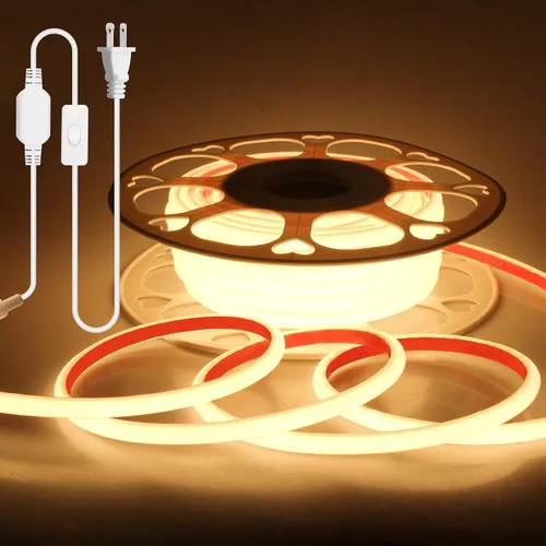 Miniatura 8 de Aclorol Tira de luces LED COB de 110 V para exteriores, impermeable, 6.56 pies/2M, luz diurna blanca 6000 K CRI90+ flexible y Unifrom tira de luz
