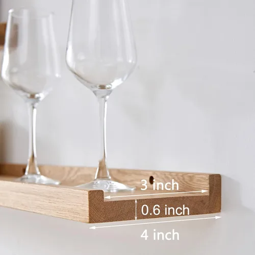 Miniatura 3 de Estantes flotantes montados en la pared, estante de madera de roble macizo de 12 pulgadas para decoración y almacenamiento, repisa de fotos