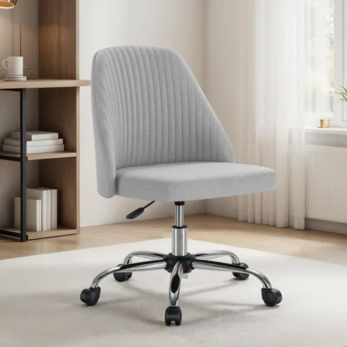 Miniatura 9 de Simple Deluxe Silla de escritorio de oficina sin brazos, moderna y bonita, silla giratoria cómoda, sillas de oficina en casa con ruedas, altura