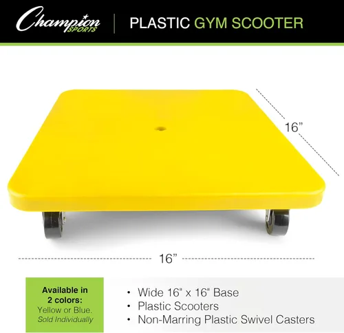 Miniatura 3 de Champion Sports Scooter Board – Choice of Handles or No Handles, Durable Plastic Scooters for Youth Gym & PE Class, Indoor & Outdoor Play, Surtido