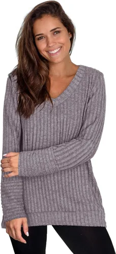 Miniatura 2 de WIHOLL - Suéter de manga larga, con cuello en V, color sólido, a la moda para mujer