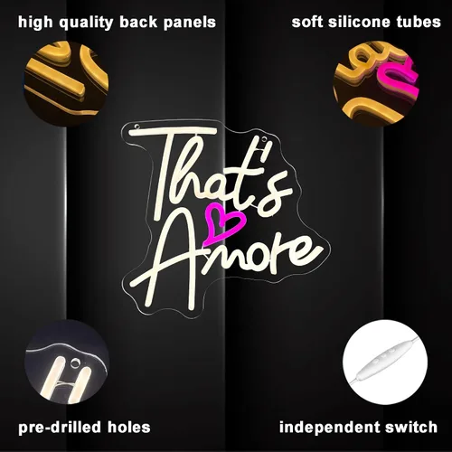Miniatura 4 de Letrero de neón con texto en inglés "That's Amore", letrero de neón LED regulable para boda, telón de fondo de boda, letrero de neón USB