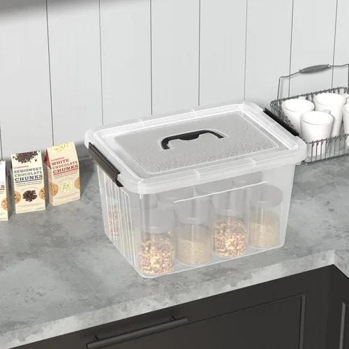 Miniatura 6 de Contenedor de plástico transparente de 18 cuartos de galón con tapas, caja de pestillo con asa, 4 paquetes