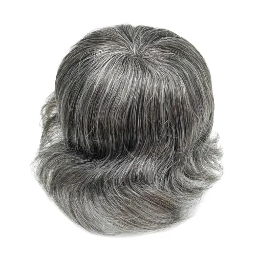 Miniatura 5 de Toupee - Sistemas de reemplazo de cabello para hombre, encaje frontal suizo, nudo blanqueado, pieza de cabello humano natural