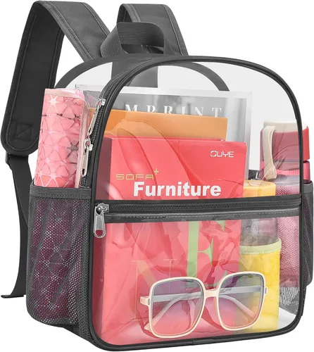 Miniatura 8 de Busiuw Mochila Transparente para Eventos de Estadio 12x12x6 Mini Pequeñas Mochilas Deportivas para Fanáticos, Aguamarina