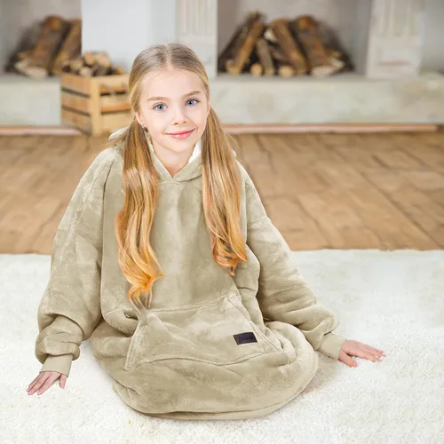 Miniatura 2 de Solaris - Sudadera con capucha tipo manta para niños - Regalo cálido y suave, sudadera de forro polar Sherpa extragrande y acogedora para Latte