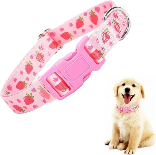 Miniatura 17 de Collar para Perras con Flores Rojas, Collar Lindo para Perras con Hebilla de Liberación Rápida y Collar Cómodo Ajustable para Mascotas para Perros