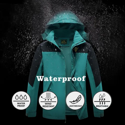 Miniatura 32 de GIISAM Chaqueta de lluvia para hombre, impermeable, ligera, para exteriores, rompevientos con capucha