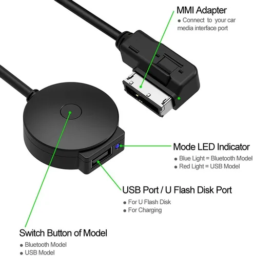 Miniatura 4 de Cable adaptador Bluetooth para Mercedes Benz Media Inerface MMI System Pair USB Android iPhone iPad iPod Touch Smartphone etc.
