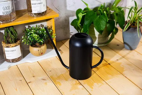 Miniatura 8 de Regadera de metal con boquilla larga de 40 oz/1.3 L, regadera de acero inoxidable para plantas de interior y exterior, negro mate