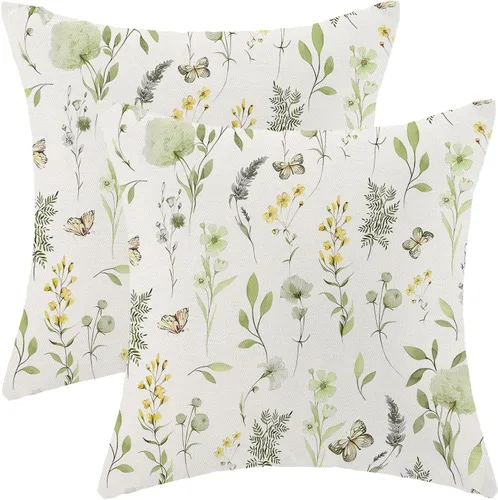 Miniatura 41 de AEIOAE Fundas de Almohada de Primavera 12x20 Pulgadas Juego de 2, Fundas de Almohadas Decorativas de Flores Silvestres y Plantas Verde Salvia