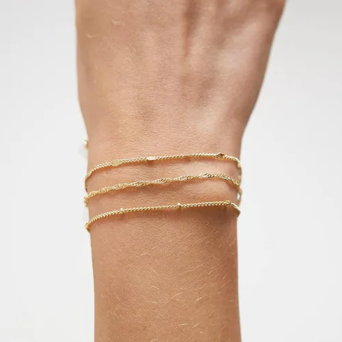 Miniatura 3 de CAROVO Pulseras de oro para mujer, pulseras chapadas en oro de 14 quilates para mujer, conjuntos de pulseras delicadas de espiga con clip de papel