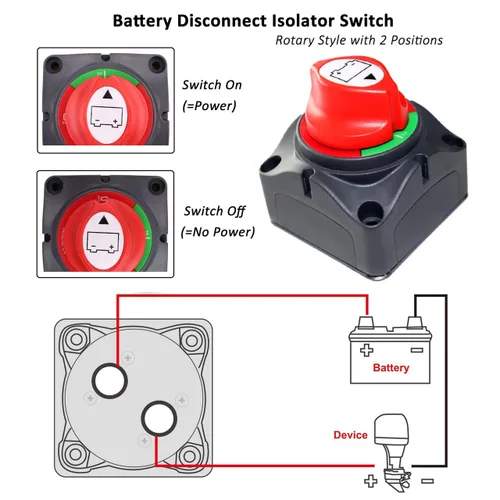 Miniatura 3 de Interruptor maestro de desconexión de batería, 12 V-48 V, impermeable, interruptor de apagado de encendido y apagado, 275 amperios de alta corriente